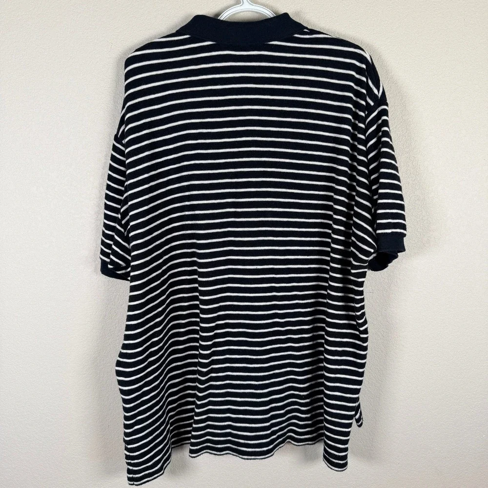Polo Ralph Lauren Polo Shirt Mens XXL Black Striped Short Sleeve Heavy Cotton